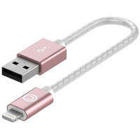 Кабель USB-A to Lightning Leather Cable A.L Rose Gold (0.15 m)