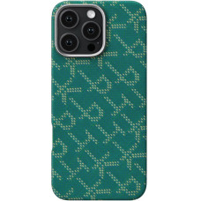 Pitaka Tactile Woven Case Monogram Green/Gold for iPhone 16 Pro Max