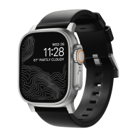 Ремінець Nomad Modern Leather Band Silver Hardware Black Horween 46mm/49mm (NM1A41SM00)