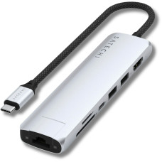 Satechi 7-in-1 USB-C Slim Multiport Adapter 4K with Ethernet Silver