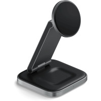 Бездротовий зарядний пристрій Satechi 3-in-1 Foldable Qi2 Wireless Charging Stand Space Gray