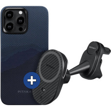 Набір чохол та автотримач Pitaka MagEZ Case 4 StarPeak Over The Horizon для iPhone 15 Pro Max (KI1502POTH) та Car Mount Pro 2 Car Vent Black (Tesla) (CM2302T)
