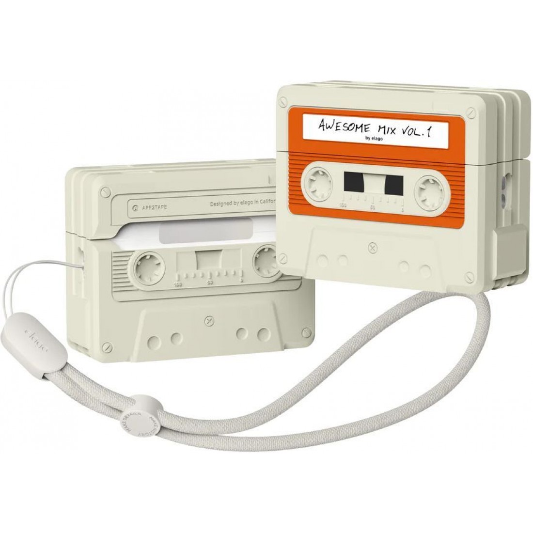 Elago Cassette Tape Case Classic White for Airpods Pro 2nd Gen (EAPP2TAPE-CWHRD+STR-IV)