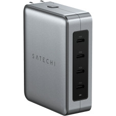 Сетевое зарядное устройство с комплектом адаптеров для путешествий Satechi 145W USB-C 4-Port PD GaN Travel Space Gray (ST-W145GTM)
