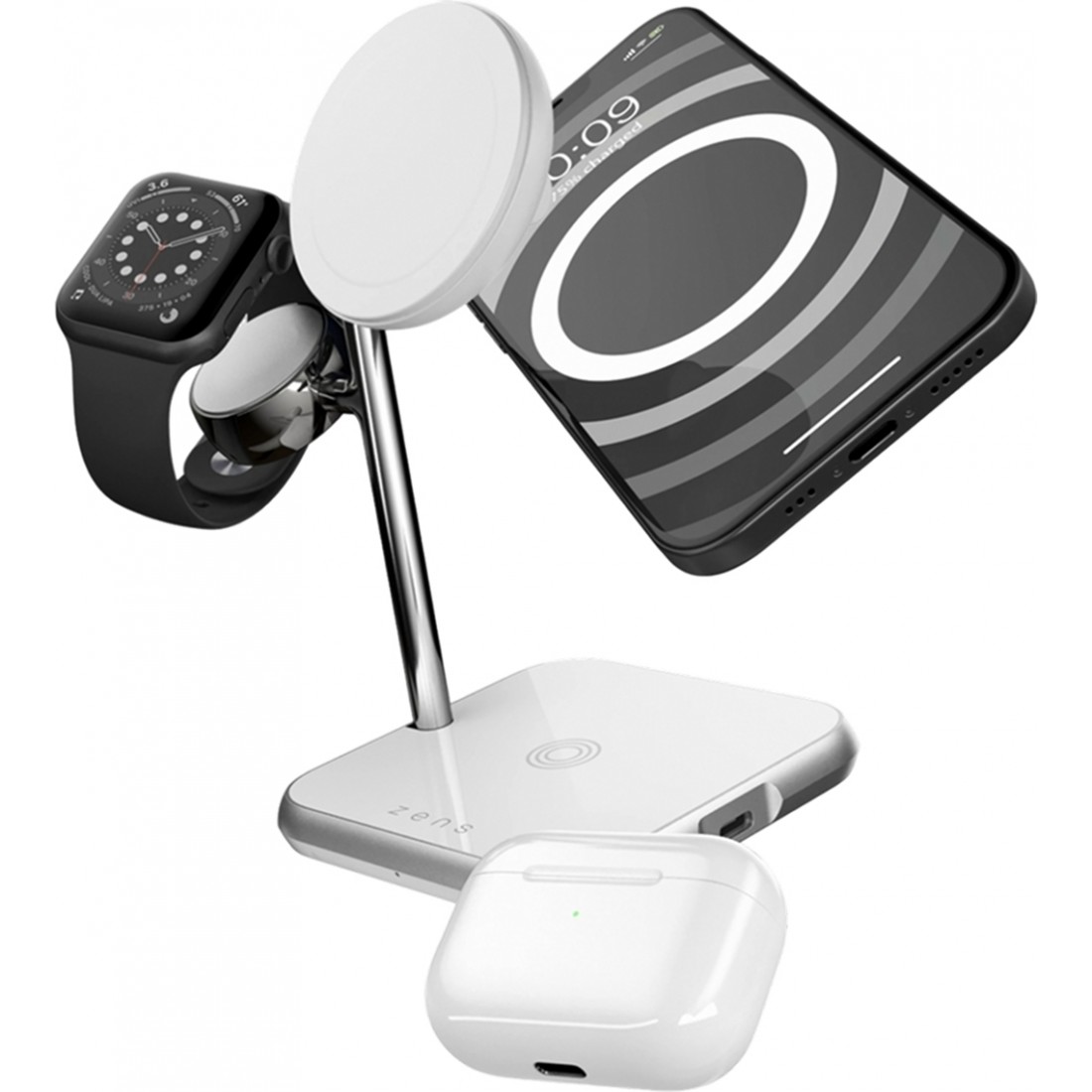 Зарядний пристрій (бездротовий) Zens MagSafe + Watch Wireless Charging Station White (ZEDC22W/00)