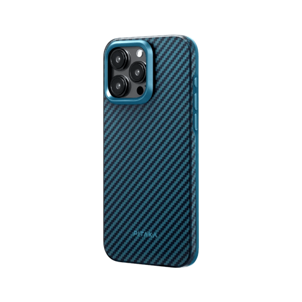 Набор чехол и автодержатель Pitaka MagEZ Case Pro 4 Twill 1500D Black/Blue для iPhone 15 Pro Max (KI1508PMPA) и Car Mount Pro 2 Car Vent Black (CM2303N)