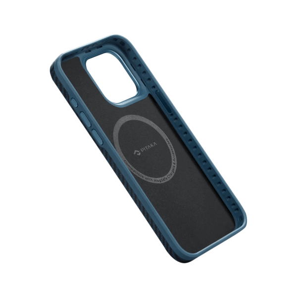 Набор чехол и автодержатель Pitaka MagEZ Case Pro 4 Twill 1500D Black/Blue для iPhone 15 Pro Max (KI1508PMPA) и Car Mount Pro 2 Car Vent Black (CM2303N)