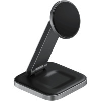 Бездротовий зарядний пристрій Satechi 2-in-1 Foldable Qi2 Wireless Charging Stand Space Gray
