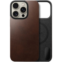 Nomad Magnetic Leather Rustic Brown Horween for iPhone 16 Pro