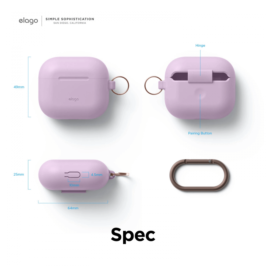 Чохол Elago Hang Silicone Case Lavender для Airpods 3rd Gen (EAP3HG-HANG-LV)