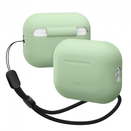 Elago Silicone Basic Case with Nylon Lanyard Pastel Green for Airpods Pro 2nd Gen (EAPP2SC-BA+ROSTR-PGR)