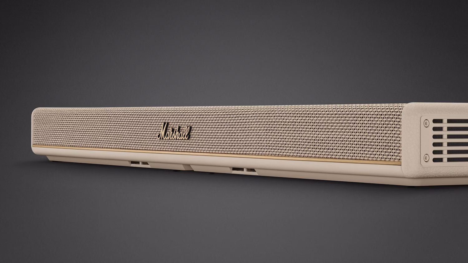 Саундбар Marshall Heston 60 Cream вполоборота на белом фоне