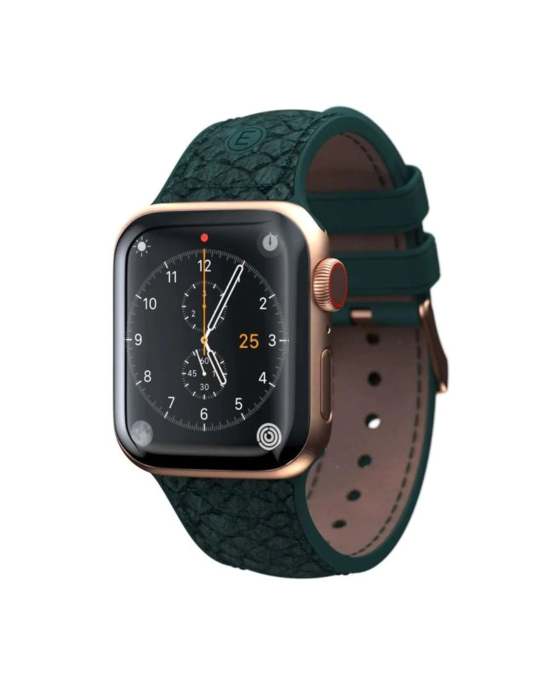 Ремінець для годинника Njord Salmon Leather Strap Dark Green for Apple Watch 45mm/44mm