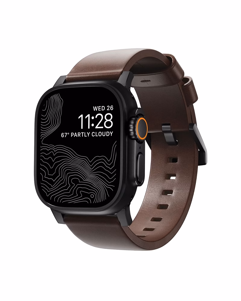 Шкіряний ремінець Nomad Modern для Apple Watch 41/42mm Rustic Brown (Black Hardware)