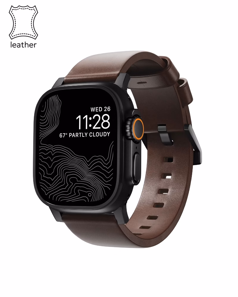 Ремінець Nomad Modern Leather Band Black Hardware Rustic Brown Horween 46mm/49mm (NM1A4RBM00)