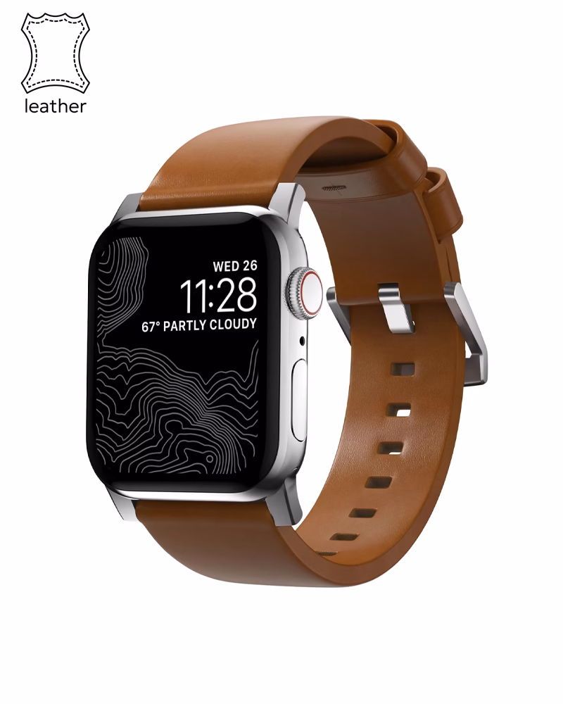 Ремінець Nomad Modern Leather Band Silver Hardware English Tan 46mm/49mm (NM01805885)
