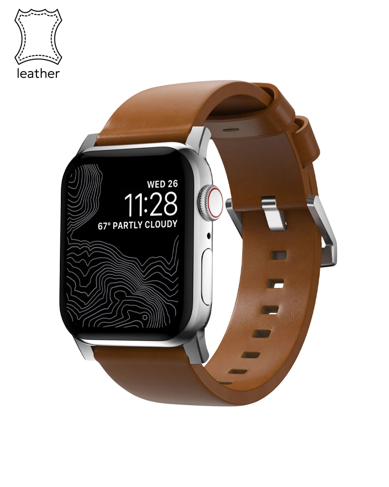 Ремешок Nomad Modern Leather Band Silver Hardware English Tan 46mm/49mm (NM01805885)
