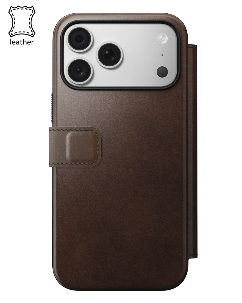 Кожаный чехол-книжка Nomad Modern Horween для iPhone 18 Pro/17 Pro Rustic Brown - 3 - 1