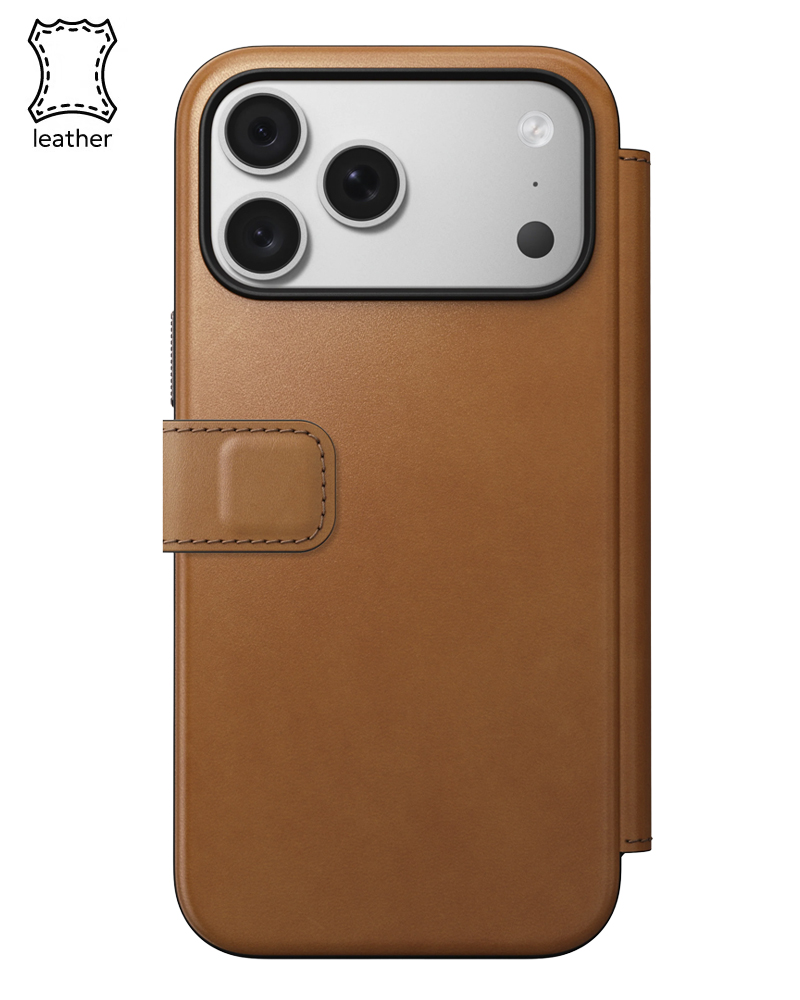 Шкіряний чохол-книжка Nomad Modern Horween для iPhone 18 Pro/17 Pro Saddle - 3 - 1