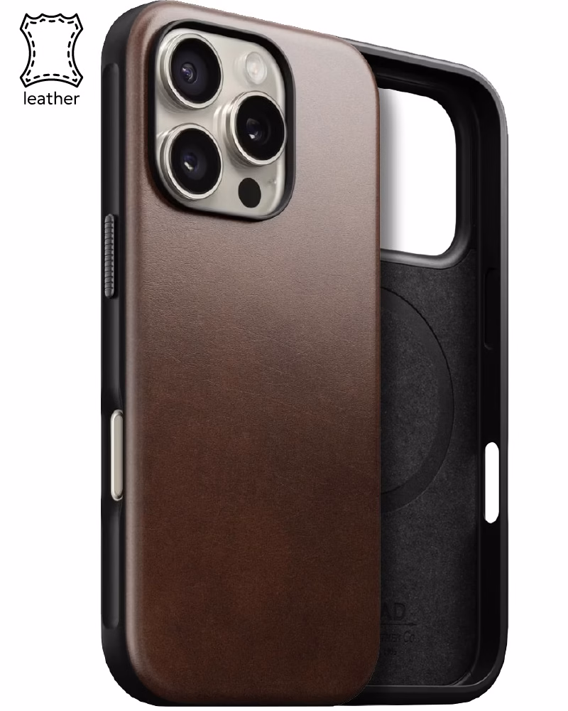 Чехол Nomad Modern Leather Case Rustic Brown Horween for iPhone 16 Pro Max (NM01689485)