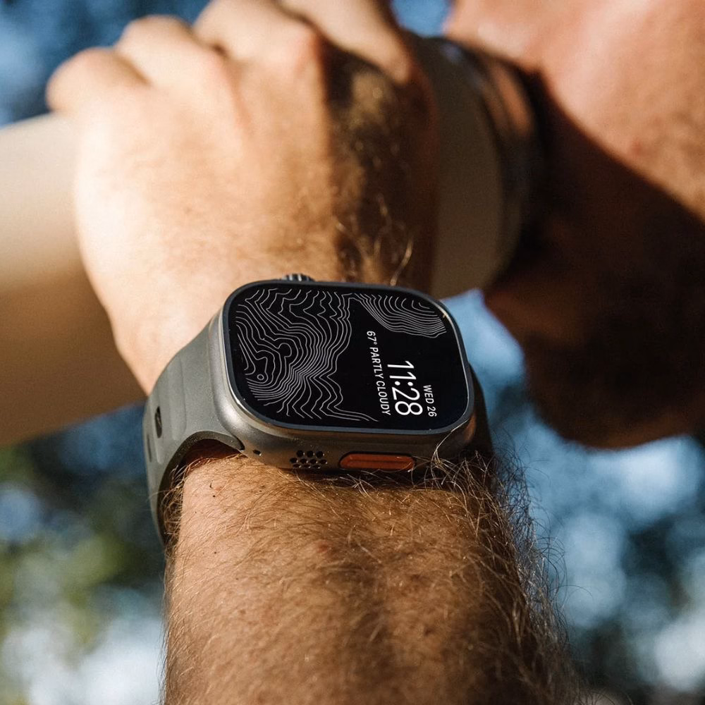 Спортивный ремешок Nomad Sport Band Ash Green на Apple Watch Ultra 49mm, износостойкий материал FKM.