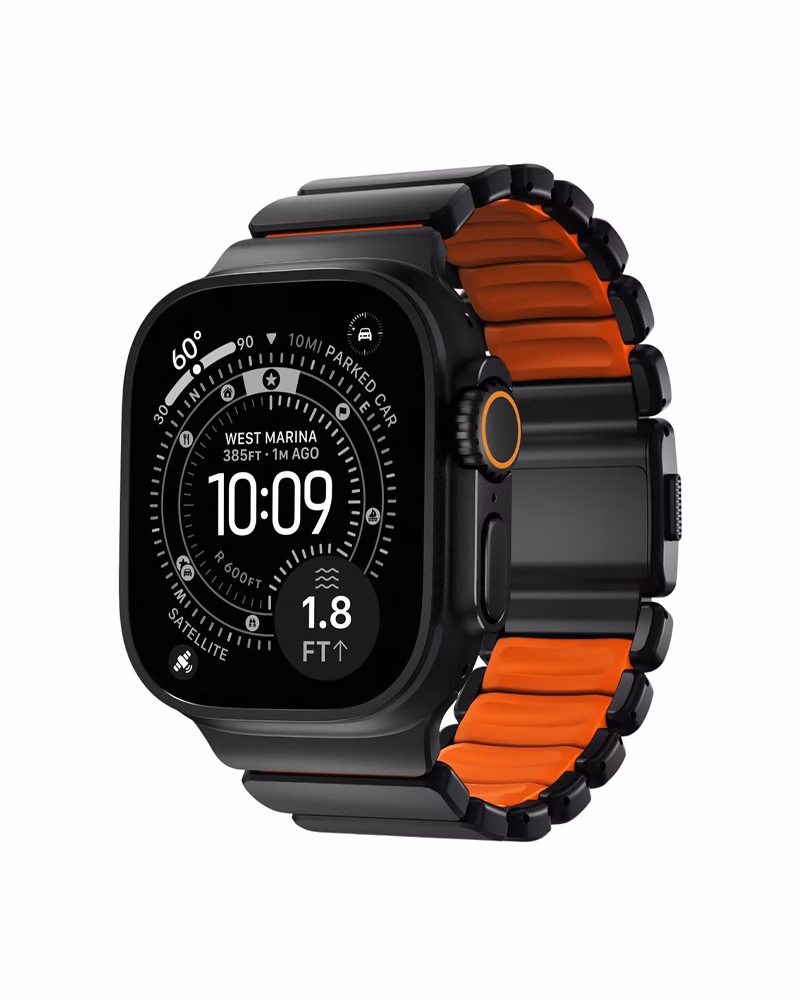 Ремешок Nomad Stratos Band для Apple Watch 46/49 Black Hardware Ultra Orange