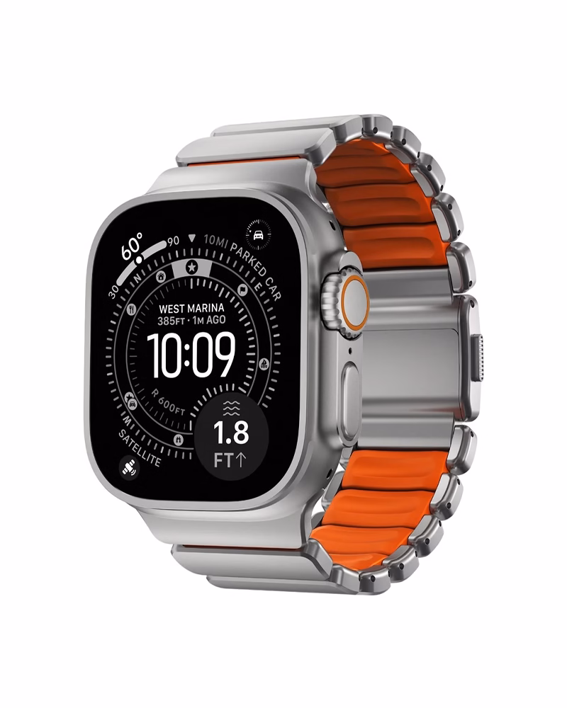 Ремешок Nomad Stratos Band для Apple Watch 46/49 Natural Hardware Ultra Orange
