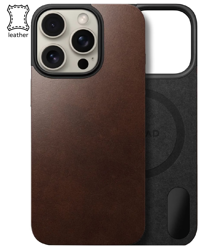 Nomad Magnetic Leather Rustic Brown Horween for iPhone 16 Pro - 3 - 1