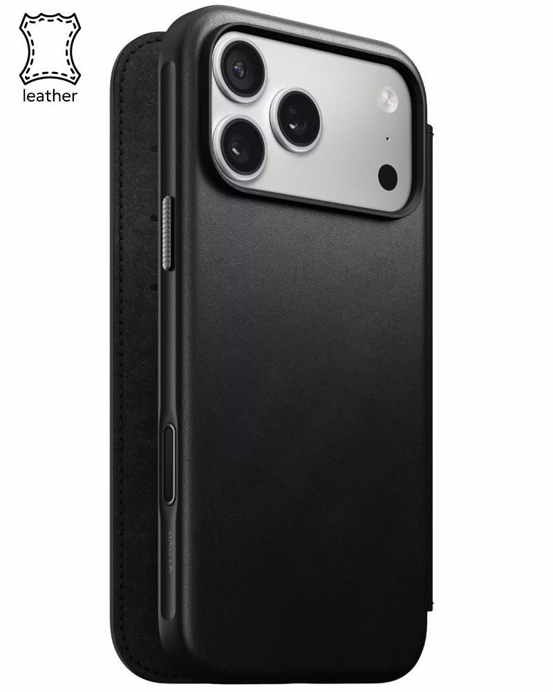 Кожаный чехол-книжка Nomad Modern Folio Black для iPhone 17 Pro