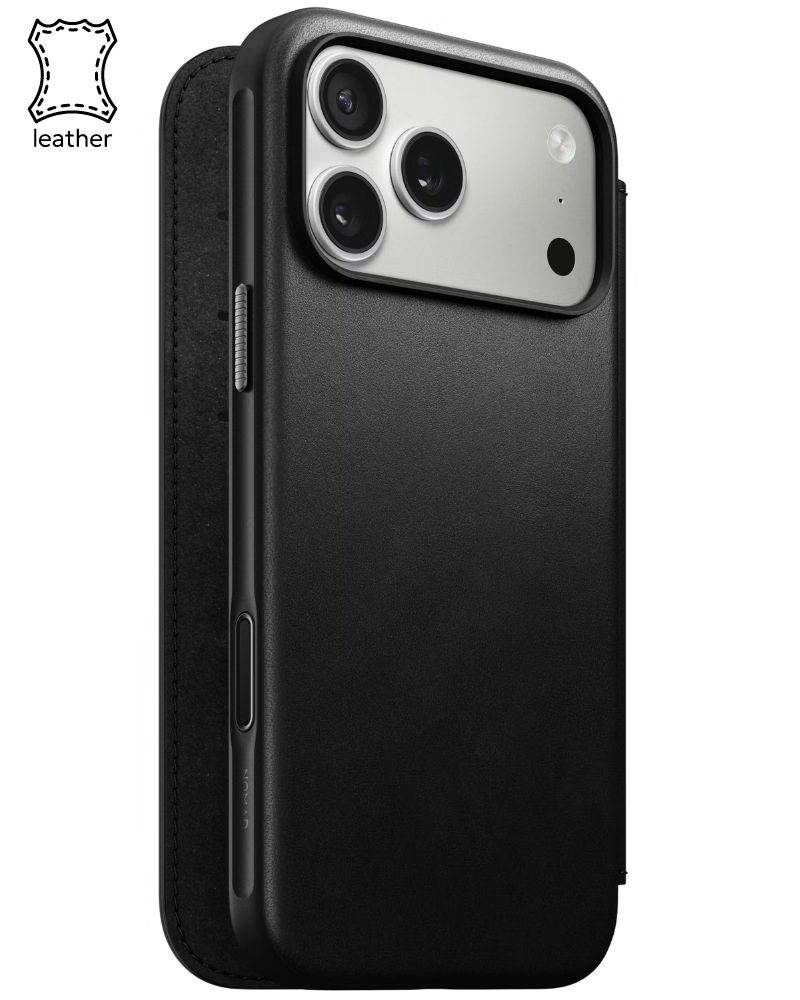 Кожаный чехол-книжка Nomad Modern Folio Black для iPhone 17 Pro - 3 - 1