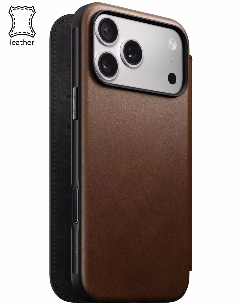 Кожаный чехол-книжка Nomad Modern Folio Brown для iPhone 17 Pro Max
