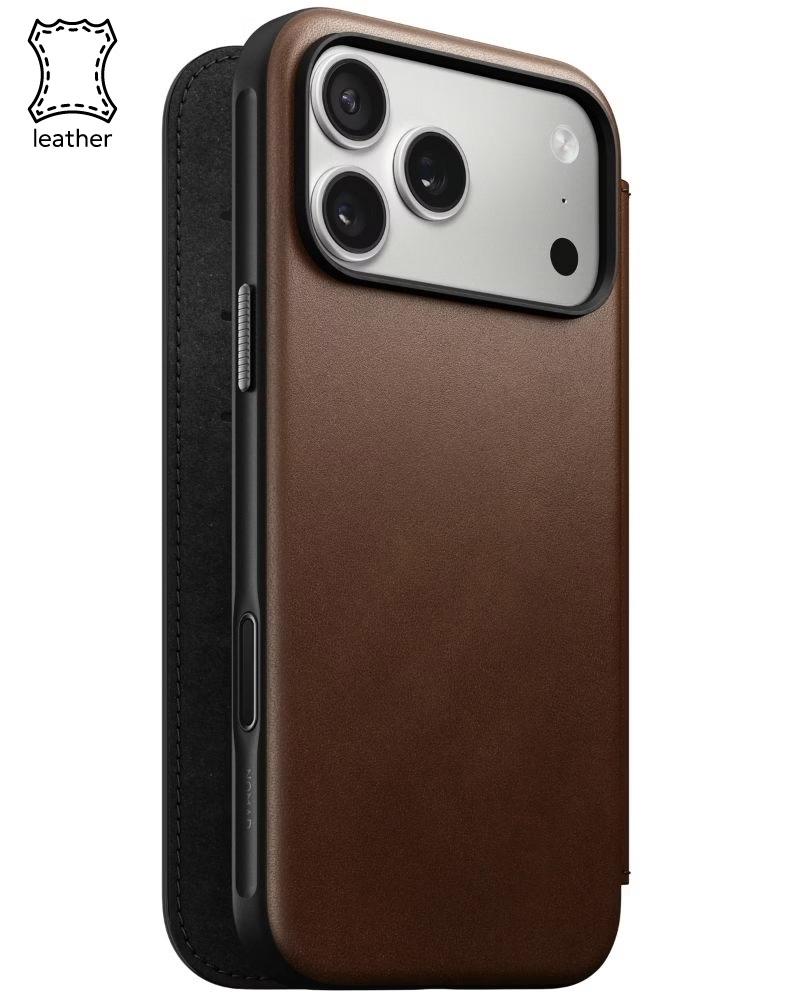Шкіряний чохол-книжка Nomad Modern Folio Brown для iPhone 17 Pro Max - 3 - 1