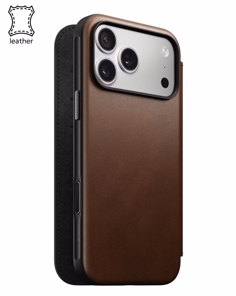 Шкіряний чохол-книжка Nomad Modern Folio Brown для iPhone 17 Pro