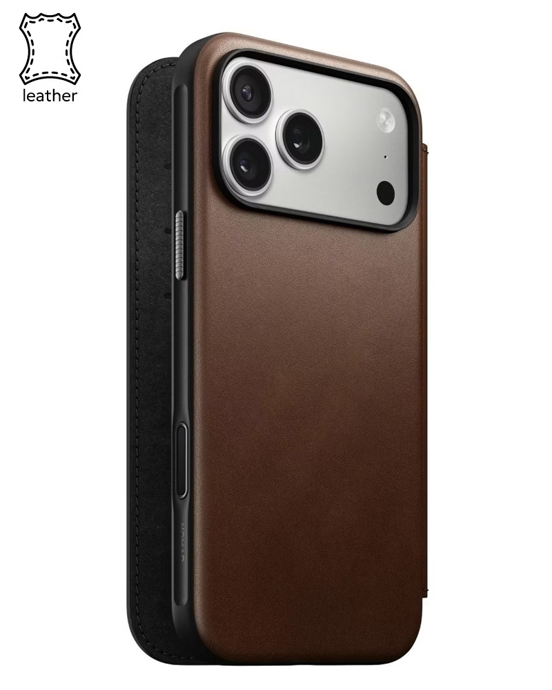 Шкіряний чохол-книжка Nomad Modern Folio Brown для iPhone 17 Pro - 3 - 1
