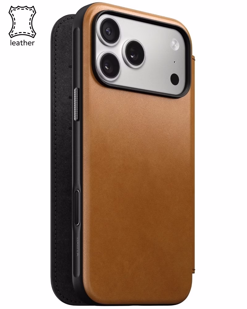Кожаный чехол-книжка Nomad Modern Folio English Tan для iPhone 17 Pro