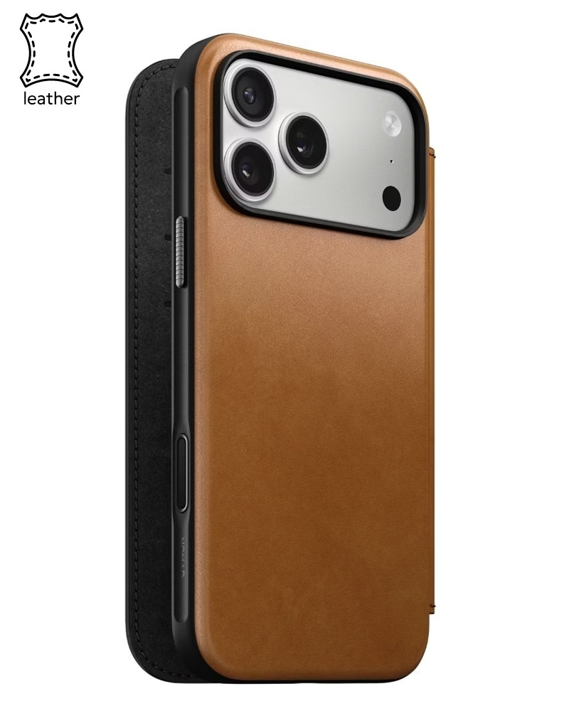 Шкіряний чохол-книжка Nomad Modern Folio English Tan для iPhone 17 Pro - 3 - 1