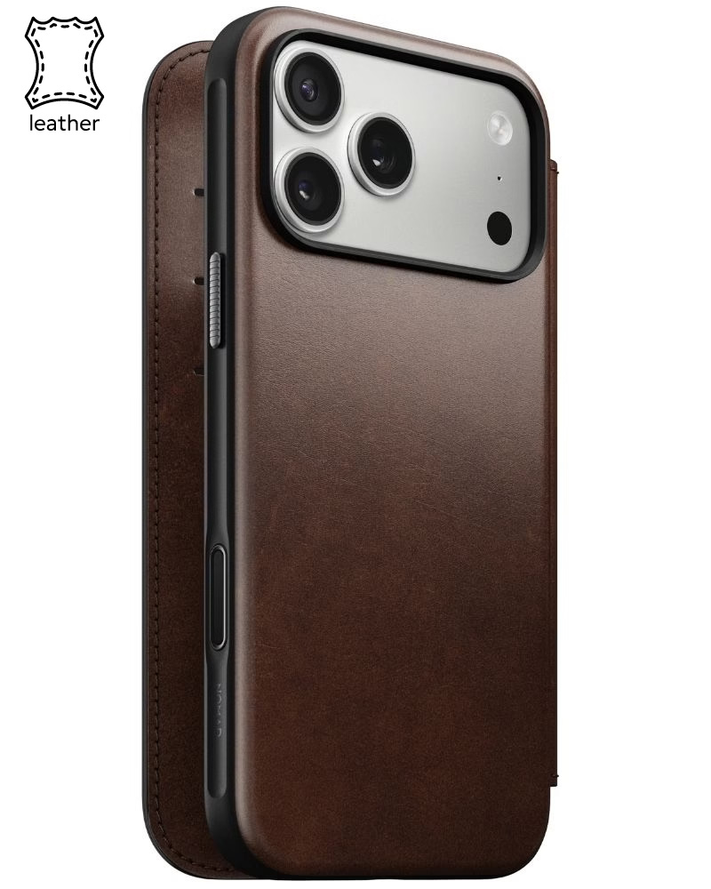 Шкіряний чохол-книжка Nomad Modern Folio Horween Rustic Brown для iPhone 17 Pro Max - 3 - 1