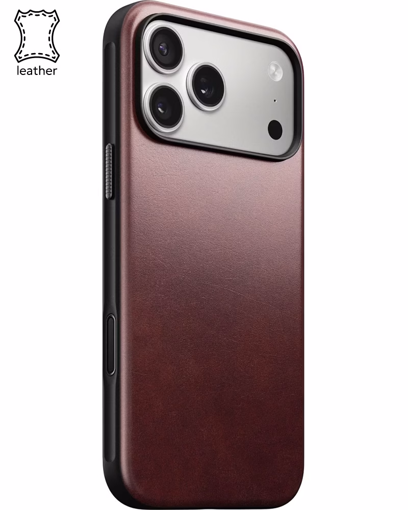 Кожаный чехол Nomad Modern Horween Burgundy для iPhone 17 Pro