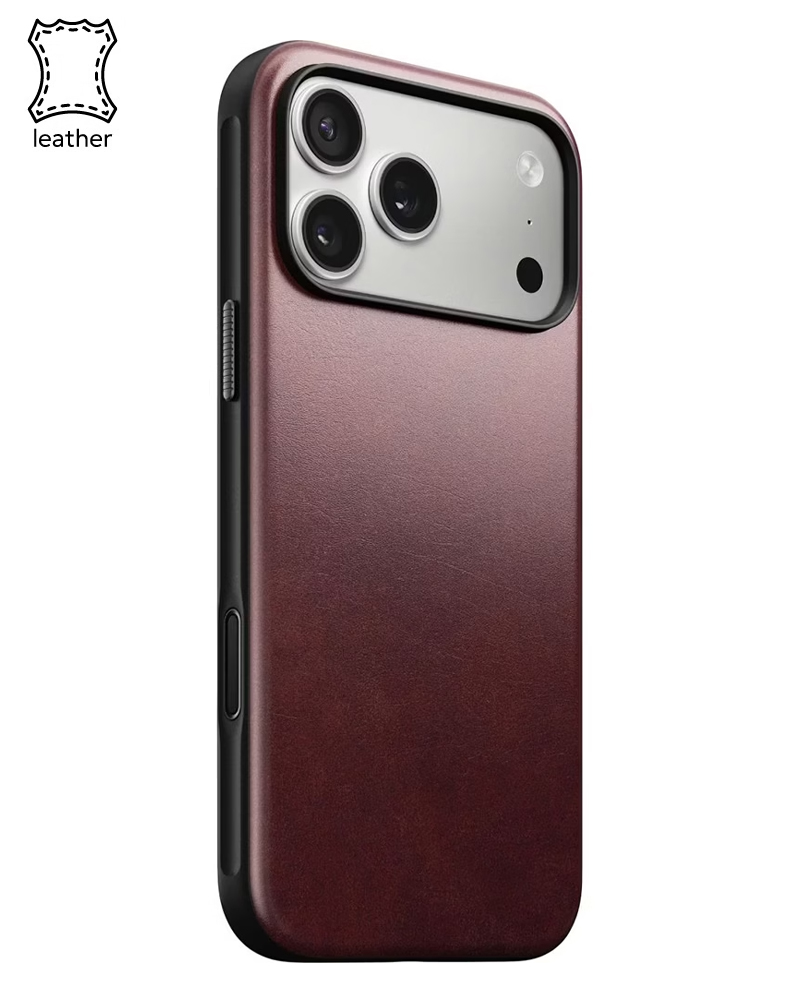 Кожаный чехол Nomad Modern Horween Burgundy для iPhone 17 Pro - 3 - 1