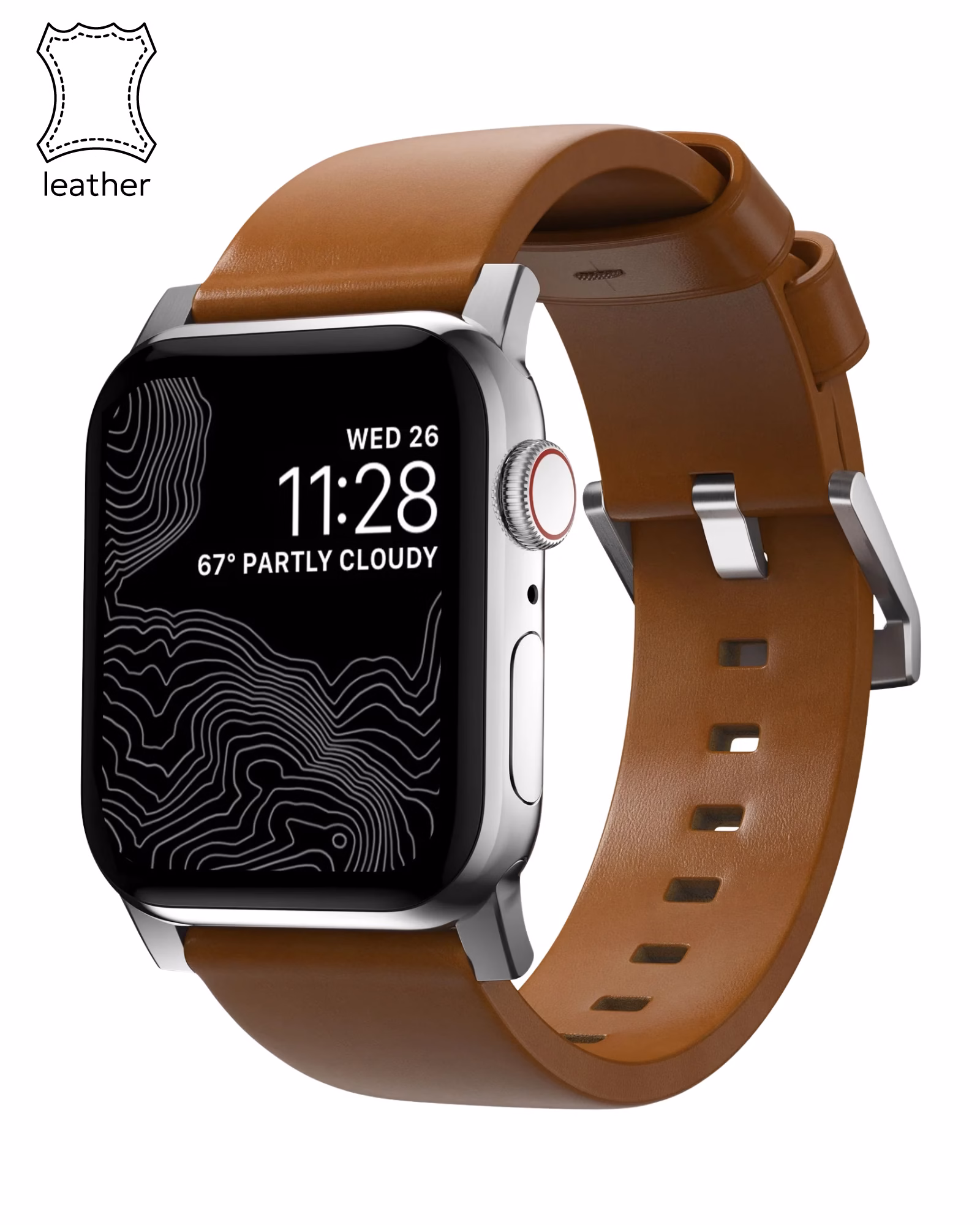 Ремешок Nomad Modern Leather Band Silver Hardware English Tan 46mm/49mm (NM01805885) - 1 - 0