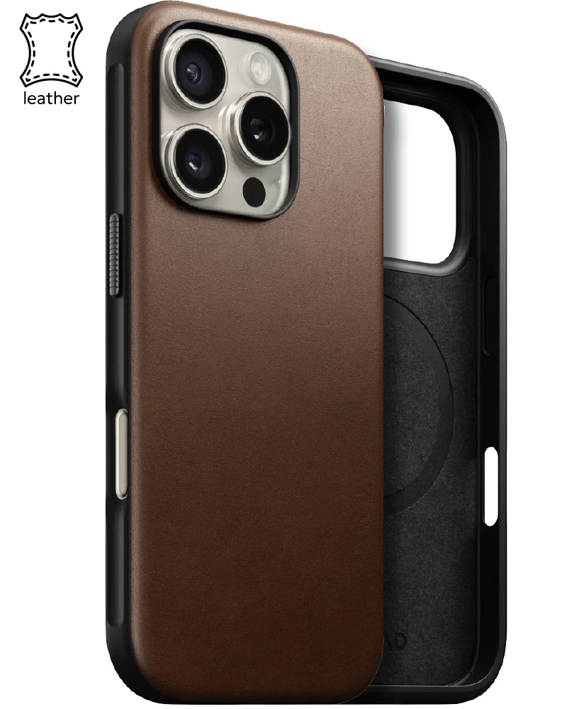 Чохол Nomad Modern Leather Case Brown for iPhone 16 Pro (NM01696285) - 3 - 1