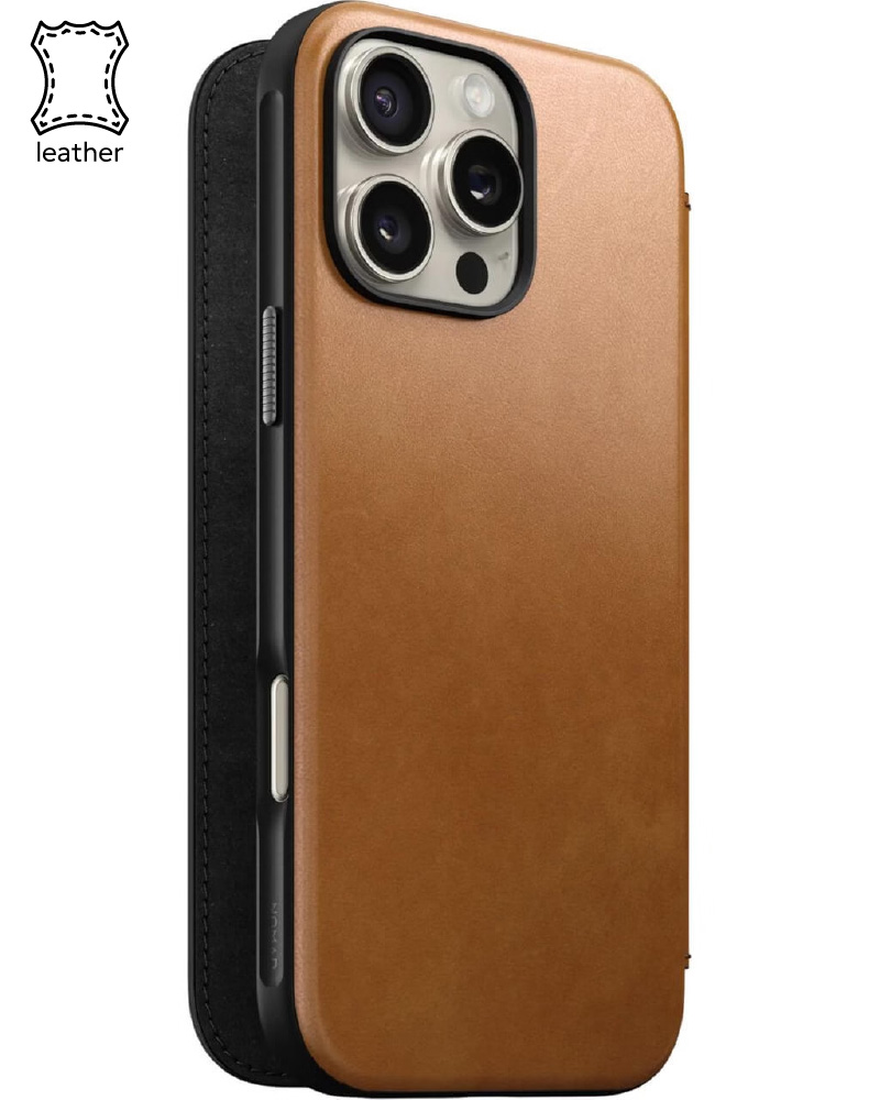 Чохол Nomad Modern Leather Folio English Tan for iPhone 16 Pro (NM01678885) - 3 - 1