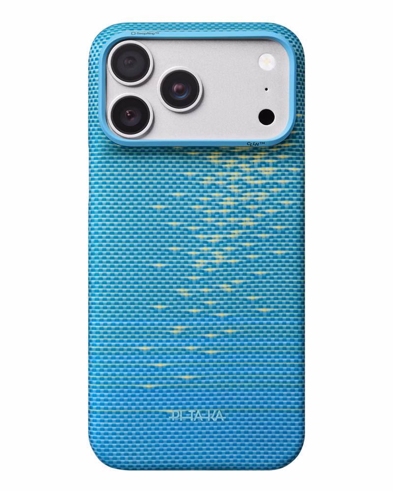Чехол Pitaka Edge Ultra-Slim Glints of Gold Lucid Blue для iPhone 18 Pro/17 Pro