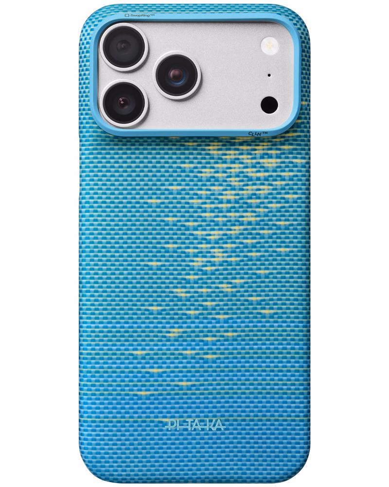 Чехол Pitaka Edge Ultra-Slim Glints of Gold Lucid Blue для iPhone 18 Pro Max/17 Pro Max