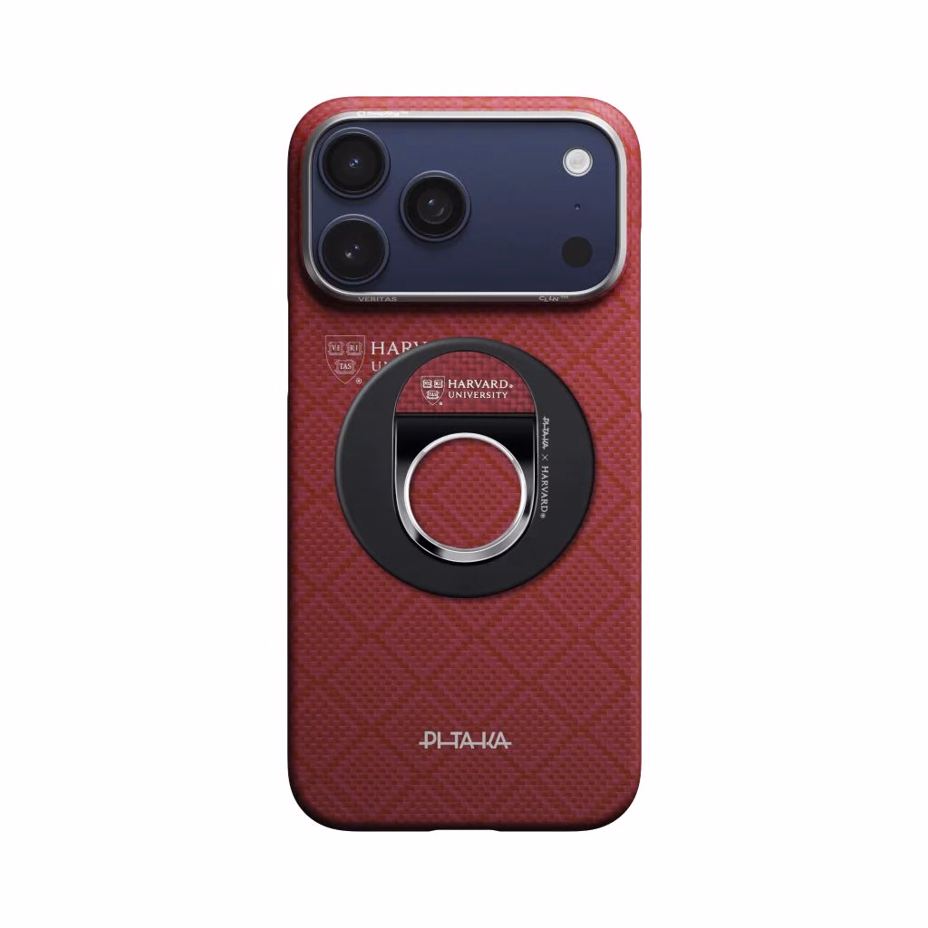 Магнітне кільце Pitaka MagEZ Grip 3 Harvard Crimson на смартфоні