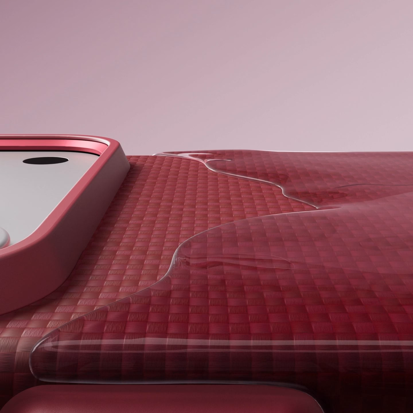 Макро текстура арамидного волокна и Orca Resin чехла Pitaka Summa Burgundy