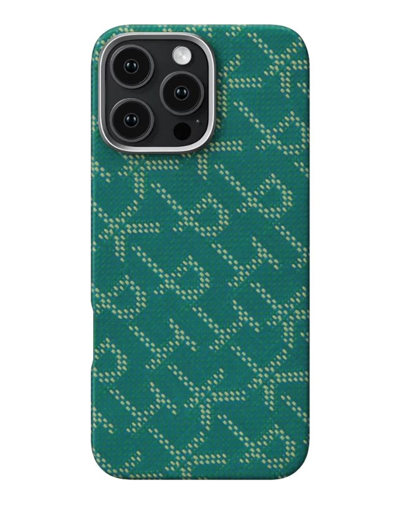 Чохол Pitaka Tactile Woven Case Monogram Green/Gold for iPhone 16 Pro (KI1601PTK)