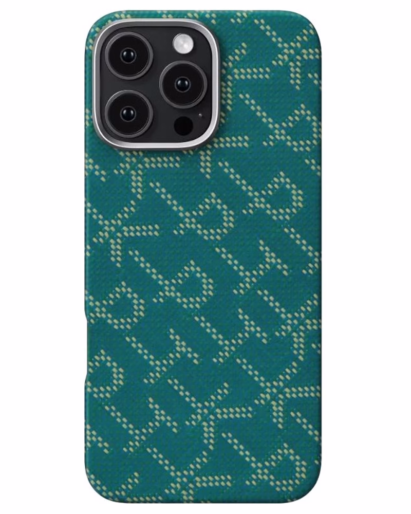 Чохол Pitaka Tactile Woven Monogram Green/Gold для iPhone 16 Pro Max