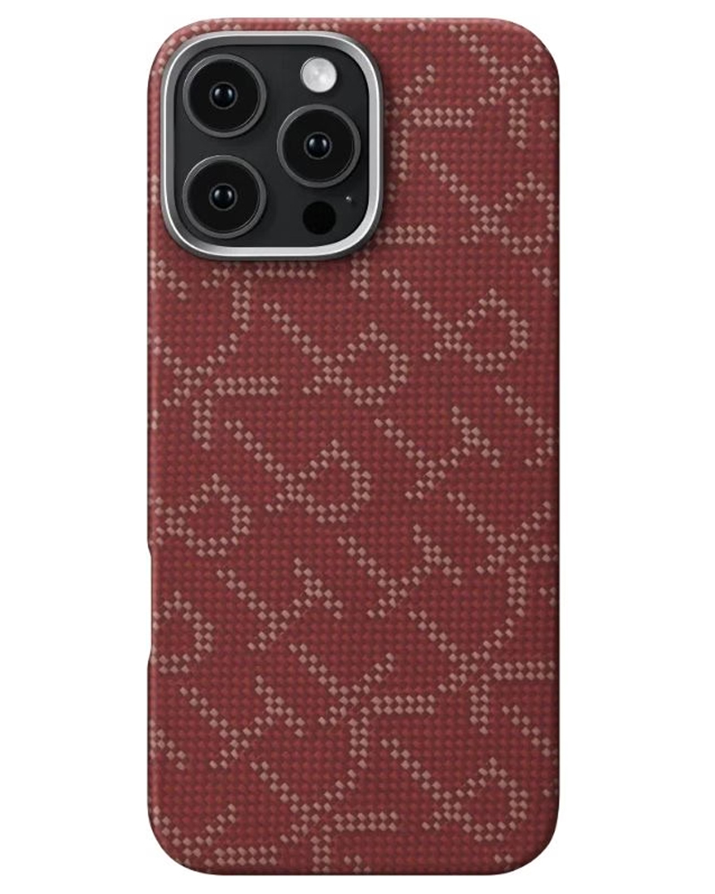 Чохол Pitaka Tactile Woven Monogram Red/Gold для iPhone 16 Pro Max