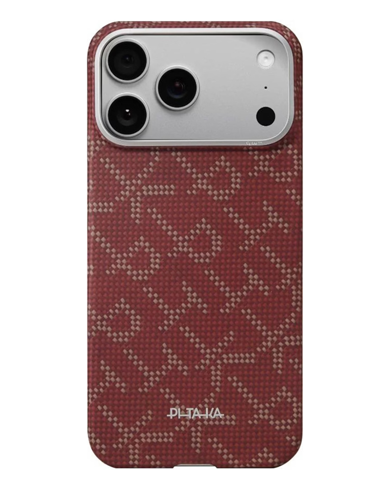 Чехол Pitaka Ultra-Slim Monogram для iPhone 17 Pro Red/Gold - 3 - 1